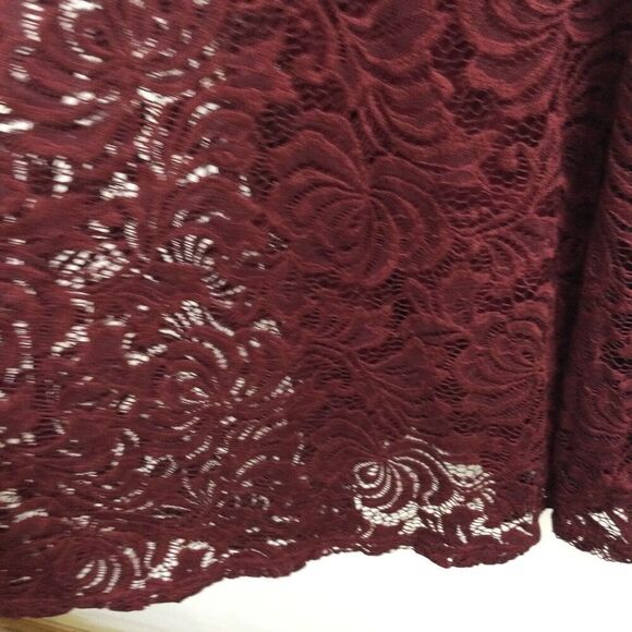Sharagano Sleeveless Floral Lace Tie Waist Ribbon Sheath Dress Autumn Wine 4P - Picture 8 of 9